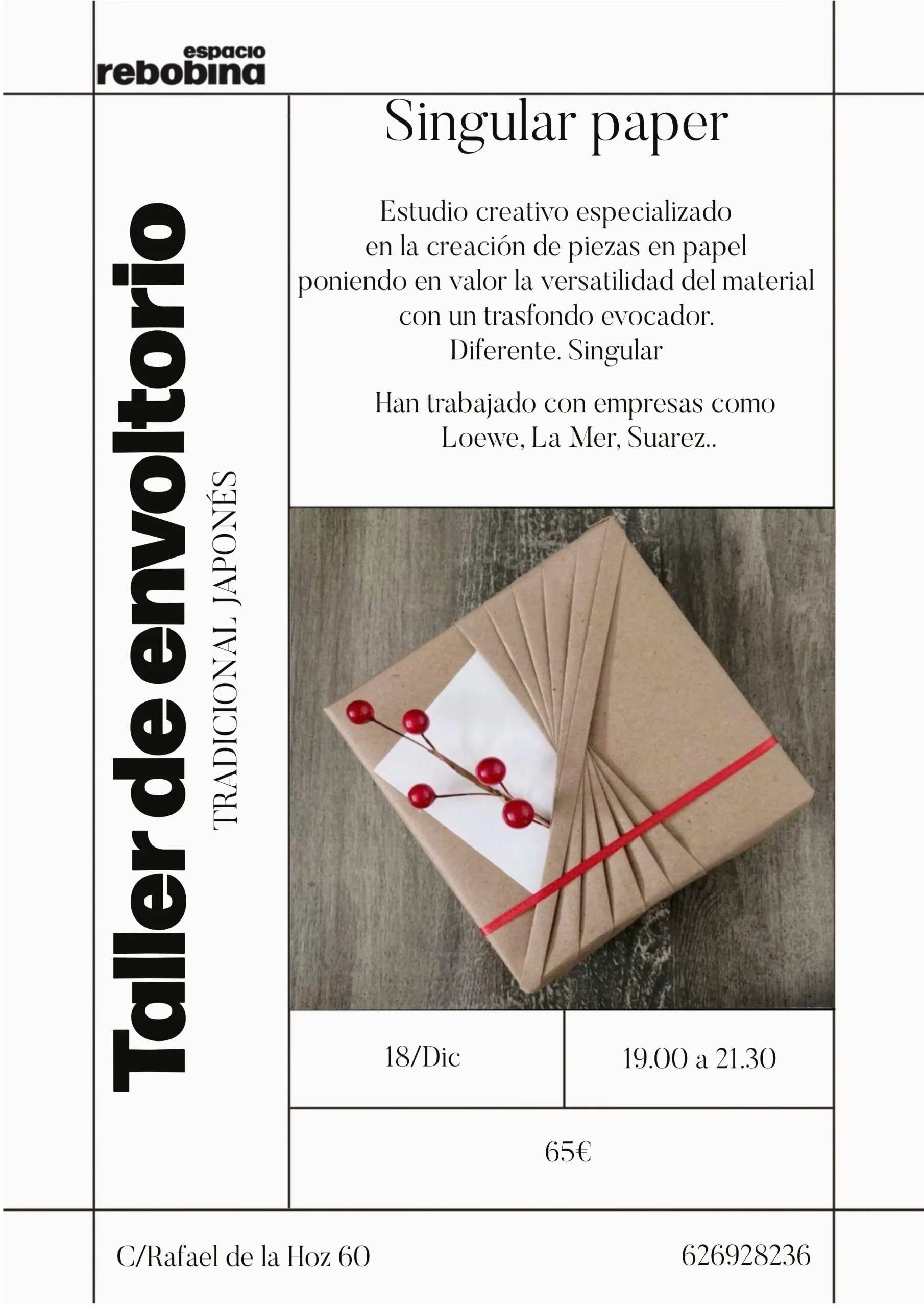 Workshop talleres de envoltorio espacio rebobina